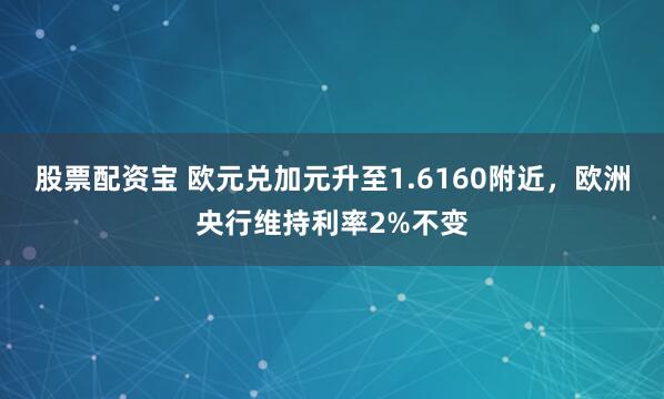 股票配资宝 欧元兑加元升至1.6160附近,欧洲央行维持利率2%不变
